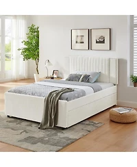 Streamdale Furniture Chenille Vertical Channel Tufted Storage Bed with Trundle