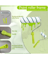 Xdovet Paint Roller Kit Extension Pole 28 Set 2-4 Feet 4"9" Brushes Latex Oil Stains