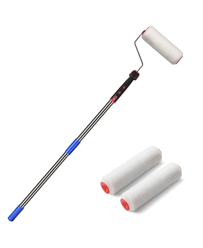 Xdovet T Roller Brush Kit Multi-function Stainless Steel Pole Splicing Rod Mural Walls Ceiling