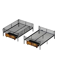 Streamdale Furniture Twin Over Twin Metal Bunk Bed with Ladder and Guardrail