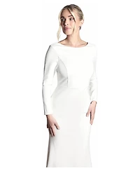 Coast Women's Slash Neck Long-Sleeve Puddle Wedding Dress