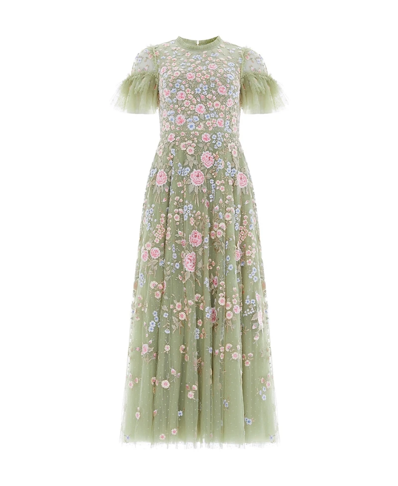 Needle & Thread Women's Antoinettes Floral Round Neck Midi Gown