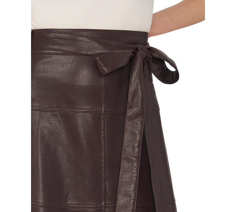 CeCe Women's High-Waisted A-Line Tie Belt Midi Skirt