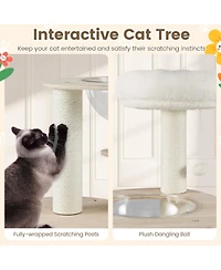 Hongge Wooden 52 Inch Cat Tree Tower with Enclosed Space Capsule