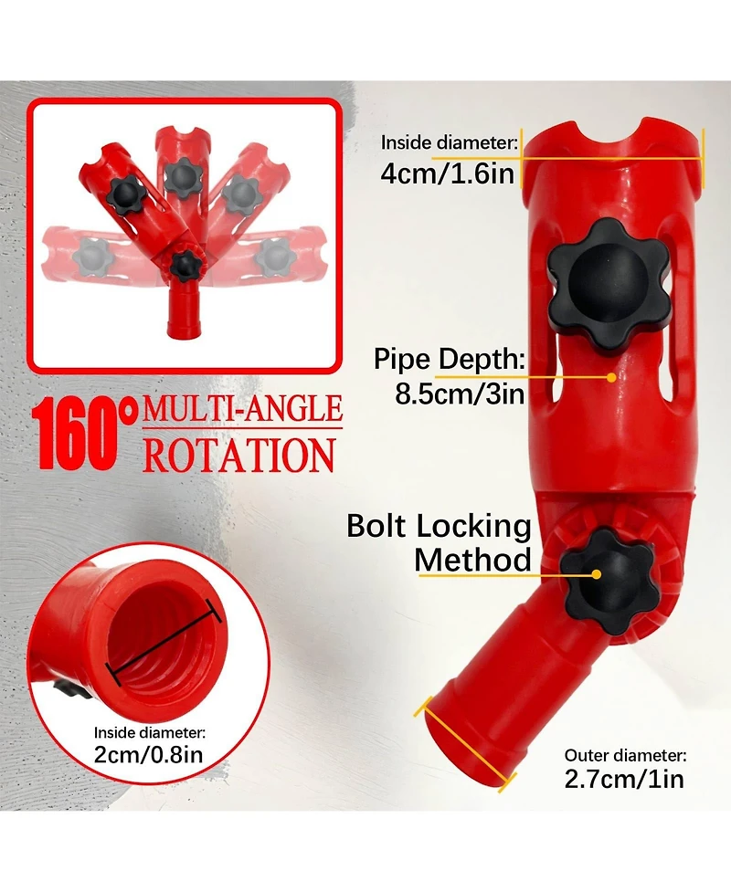 Xdovet Multi-Angle Brush Extender Edger Tool Extension Pole Attachment Rotating Head Device
