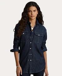 Lauren Ralph Women's Long-Sleeve Point Collar Denim Shirt