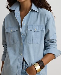 Lauren Ralph Women's Long-Sleeve Chambray Woven Shirt