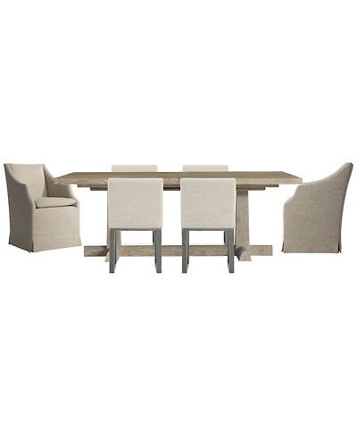 Bernhardt Tribeca 7-Piece Rectangle Dining Set (Table, 4 Side Chairs & 2 Upholstered Arm Chairs)