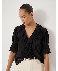 Hush Women's Koa Short-Sleeve V-Neck Ruffle Blouse