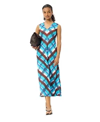 Whistles Women's Checked V-Neck Textured Dress