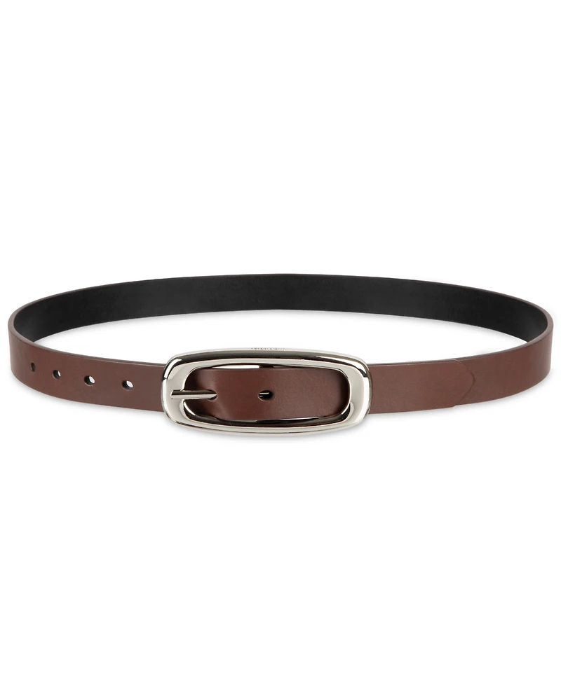Calvin Klein Skinny Oval Shaped Center Bar Buckle Reversible Dress Belt