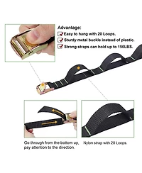 Piscifun Camping Tree Hanging Organizer 20 Loops 4 Carabiner Hooks 6 S Hooks Outdoor Gear Storage Strap