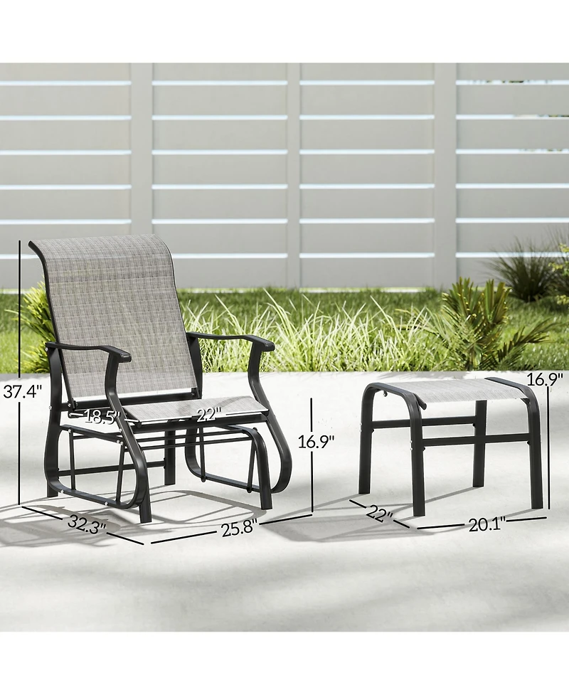 Outsunny Outdoor Glider with Ottoman, High Back Patio Glider Set