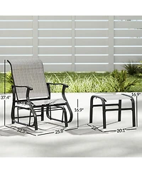 Outsunny Outdoor Glider with Ottoman, High Back Patio Glider Set