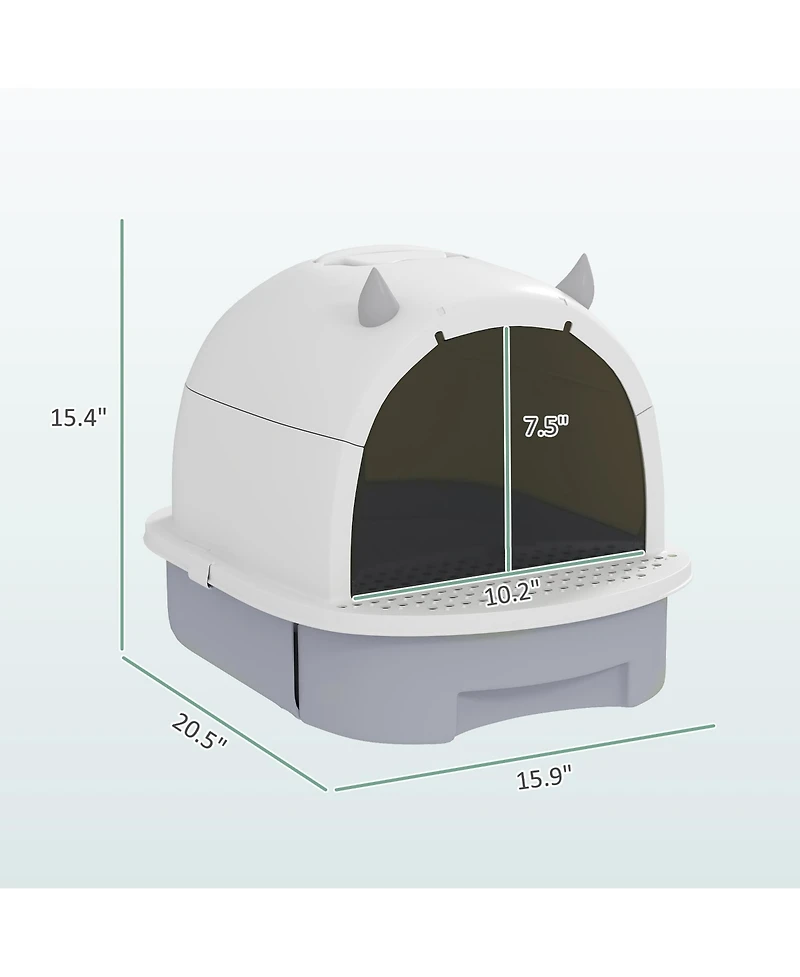 Ruie Covered Cat Litter Box with Translucent Flap Door and Dual Deodorizing Bags