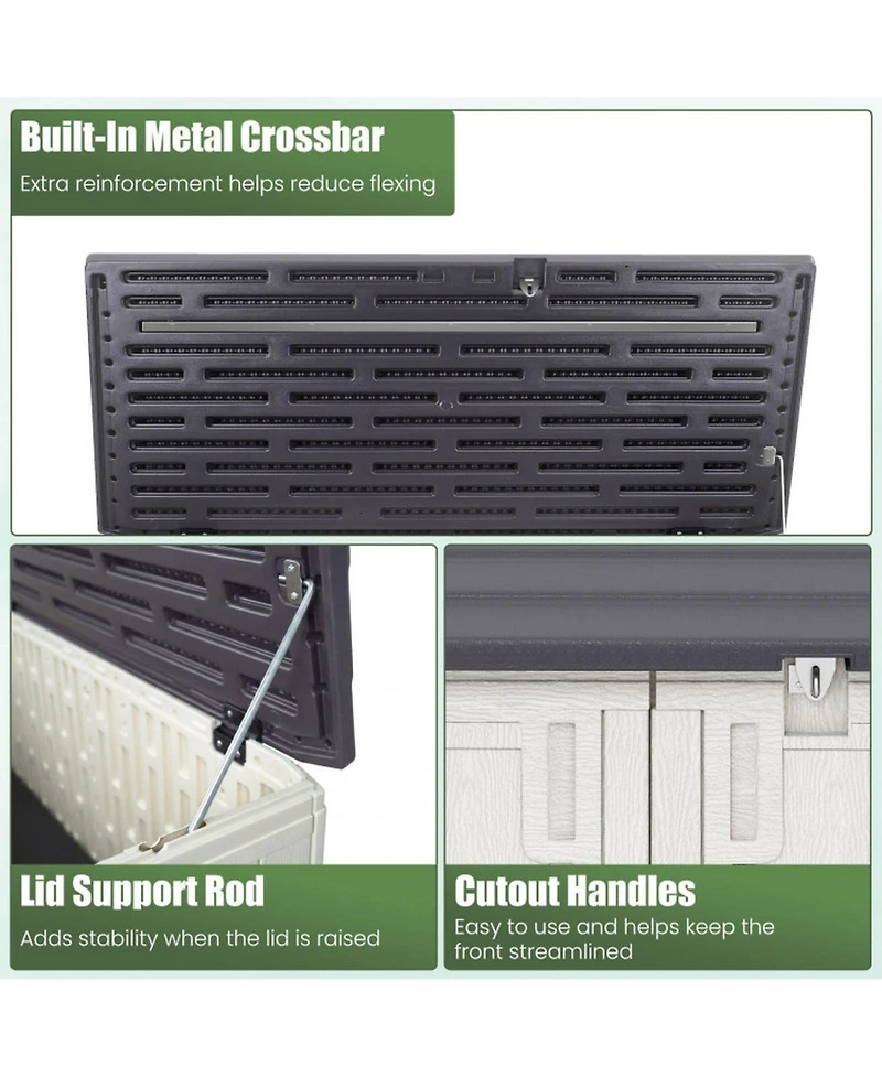 Sugift Horizontal Resin Storage Shed With Adjustable Shelf