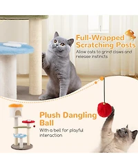 Hongge Mushroom-Shaped Cat Tree with Sisal Scratching Posts