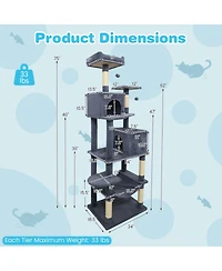 Hongge 58 Inch Modern Cat Tower with Wide-Entrance Cat Condos