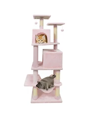 Hongge Wide-Base 57 Inch Cat Tower with Swinging Cat Hammock