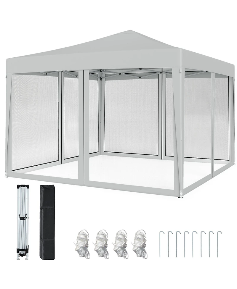 Sugift 10 ft x 10 ft Pop Up Canopy Tent with 4 Mesh Netting Sidewalls and Carry Bag