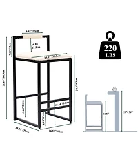 sumyeg Set of 2 Faux Leather Upholstered Bar Stools with Metal Frame, Counter Height Dining Chairs for Kitchen Island