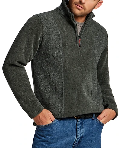 Weatherproof Vintage Men's Chenille Elastic Drawcord Quarter-Zip Sweater