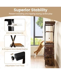 Hongge 73 Inch Tall Multi-Level Cat Tree with Extra Large Condo