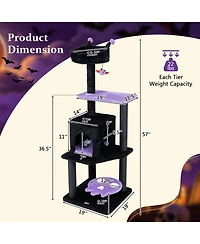 Hongge Spooky 57 Inch Cat Tower with Spider-Shaped Hanging Toy