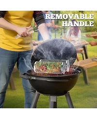 Xdovet Rolling Grill Basket Removable Wooden Handle Bbq Tools