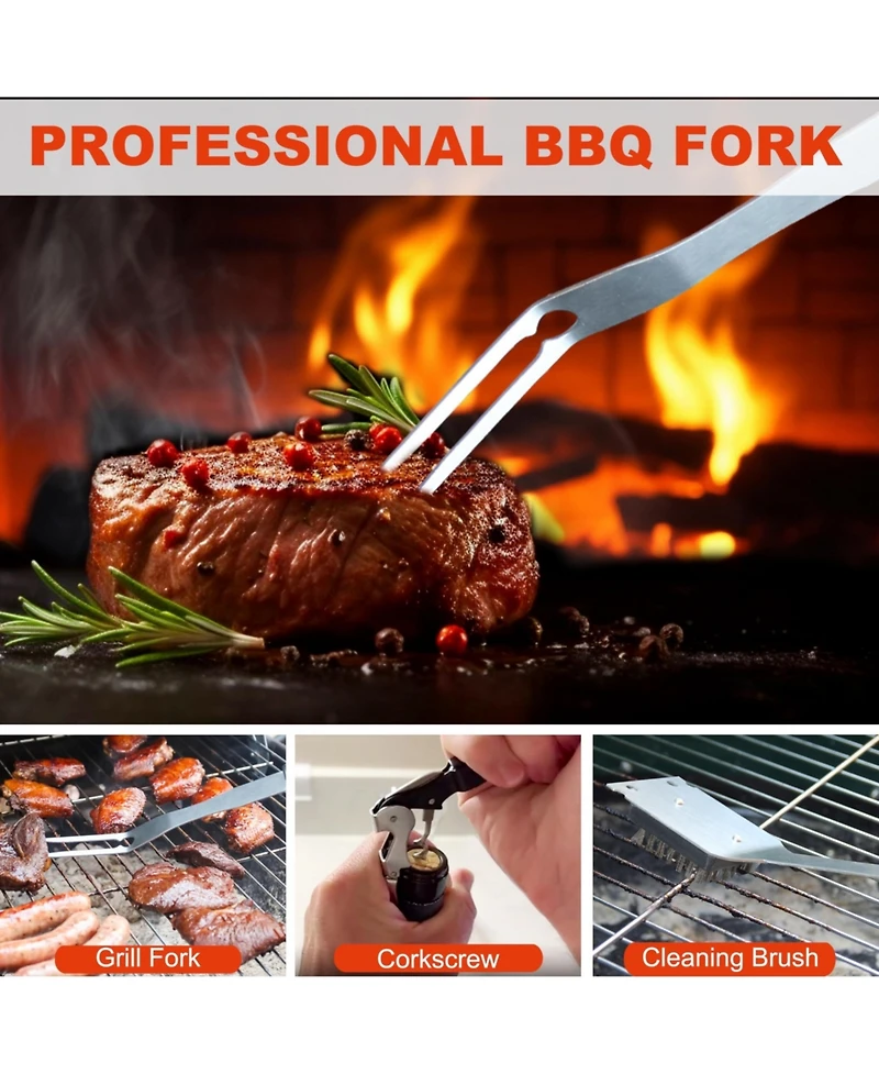Xdovet Bbq Grill Tools Set Stainless Steel Barbecue Kit Aluminum Case Gifts for Men Dad
