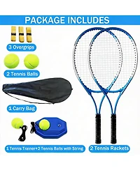 Aofar Tennis Rackets Set 2 Players 4 Balls 3 Overgrips Bag