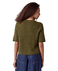 Celtic & Co. Women's Alpaca-Blend Ribbed Short-Sleeve Cardigan