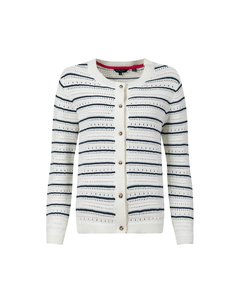 Weird Fish Women's Romilly Pointelle-Knit Striped Cardigan