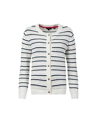 Weird Fish Women's Romilly Pointelle-Knit Striped Cardigan
