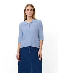 Masai Copenhagen Women's MaFynoria Short Sleeve Relaxed Knit Polo