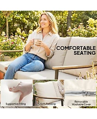 Outsunny 3 Seater Outdoor Couch Patio Sofa with Cushions