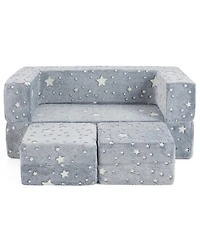 Hongge Modular 2-Seater Flannel Play Couch, Ages 3+