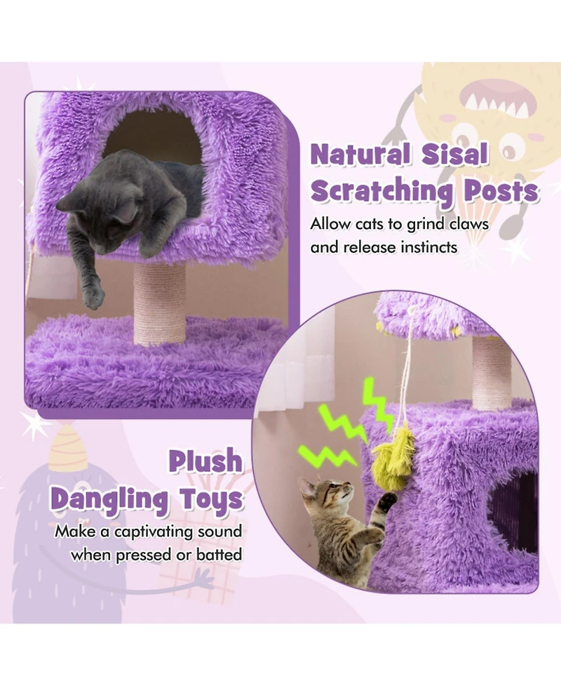 Hongge Monster-Themed Cat Tower with 2 Private Condos, 44 Inch