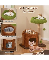 Hongge Compact Cat Tree Tower with Sisal Scratching Posts, 29 Inch