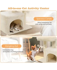 Hongge 19.5 Inch Small Cat Tree with Oversized Padded Perch Bed