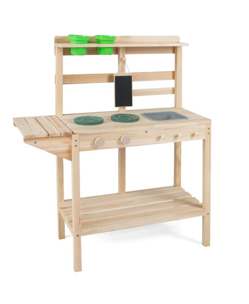 Hongge Wooden Mud Kitchen with Chalkboard, Ages 3+