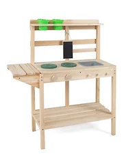 Hongge Wooden Mud Kitchen with Chalkboard, Ages 3+