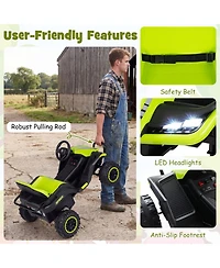 Hongge 24V Kids Ride On Tractor with Detachable Trailer, Remote Control, 66 lbs Weight Limit, Ages 3+