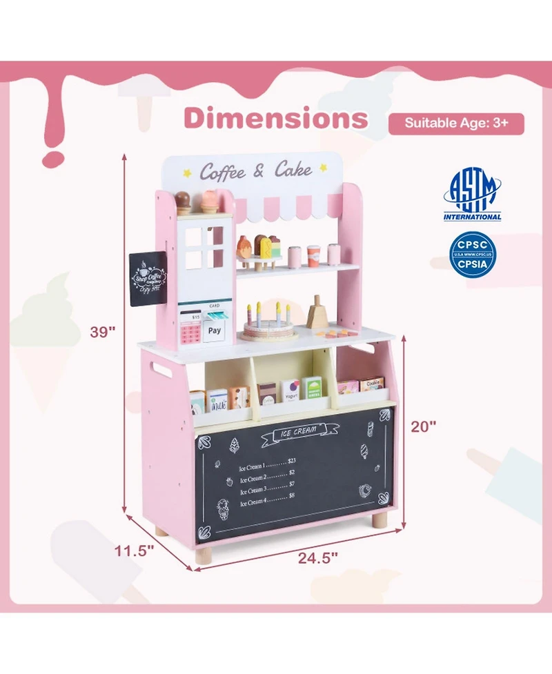 Hongge Ice Cream Shop Rotating Popsicle Rack 27-Piece Playset, Ages 3+