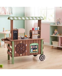 Hongge Grocery Roller Grill and Menu Board Food Cart Playset, Ages 3+