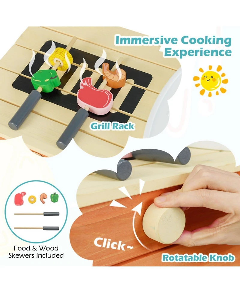 Hongge Mud Kitchen with Grill Rack and Water Sink, Ages 3+