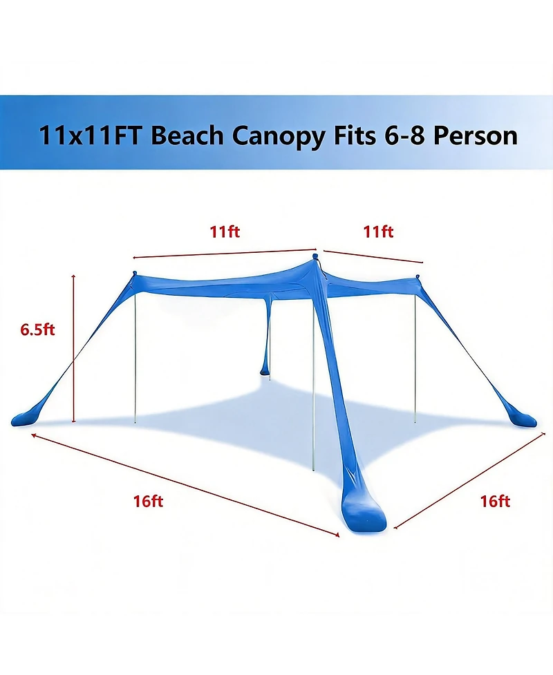 Aofar Beach Tent UPF50+ Sun Shelter with Sandbags Shovels Pegs Poles