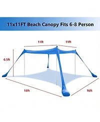 Aofar Beach Tent UPF50+ Sun Shelter with Sandbags Shovels Pegs Poles