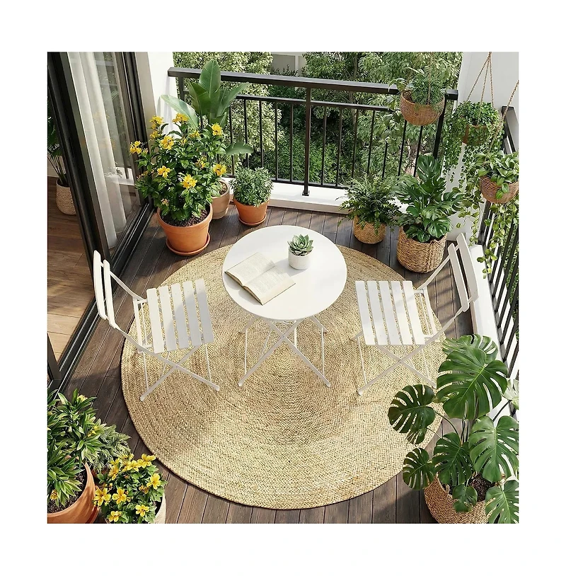homfan Bistro Chairs Set of 2 – Folding Patio with Premium Metal Frame, Indoor/Outdoor Portable Seating for Balcony Yard Garden