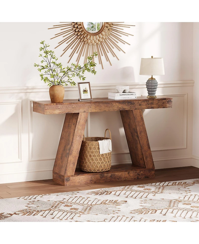 homfan 55" 2-Tier Industrial Console Table with Open Shelf